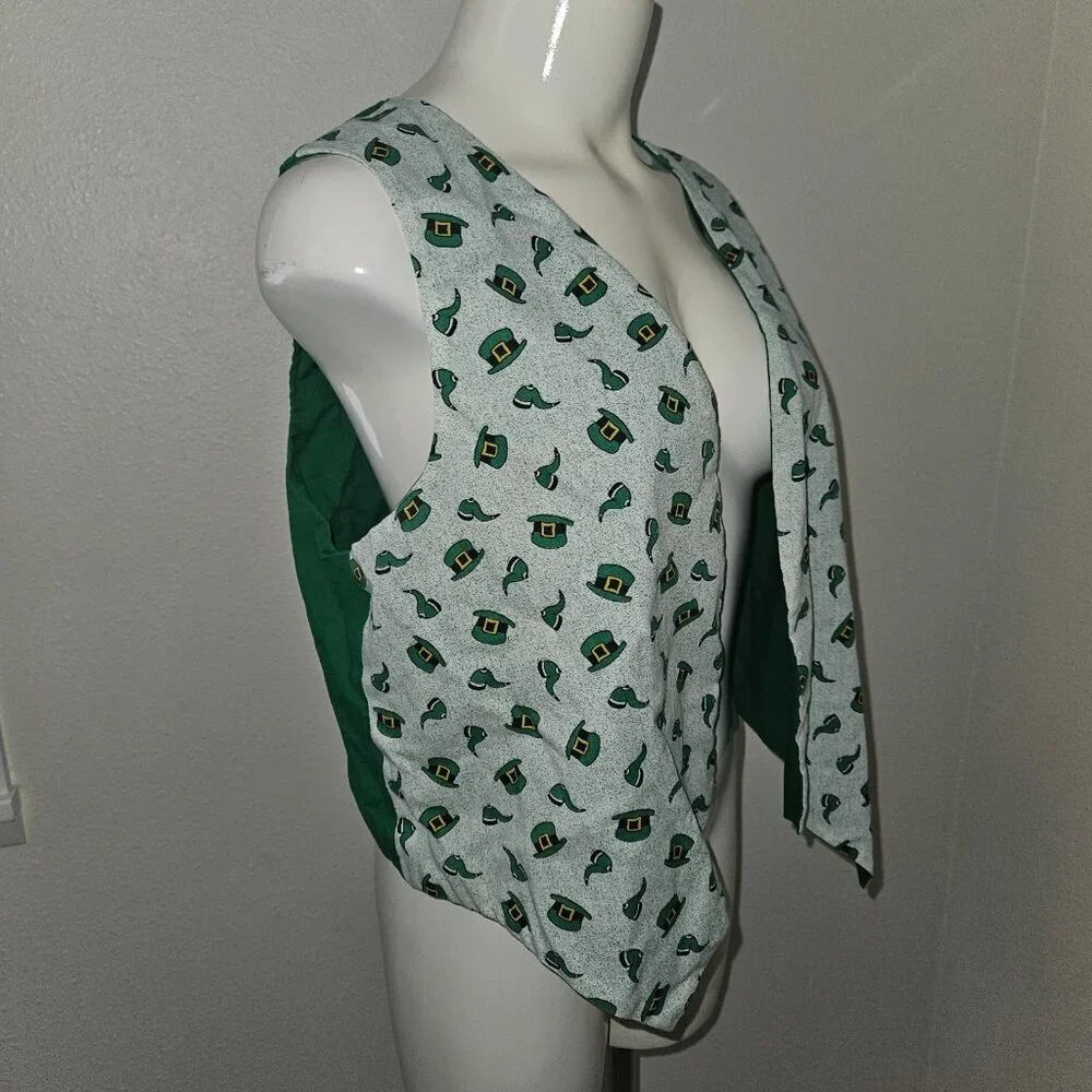 Handmade St Patrick's Day Reversible Vest Green Leprechaun Child Lg? Adult Sm?